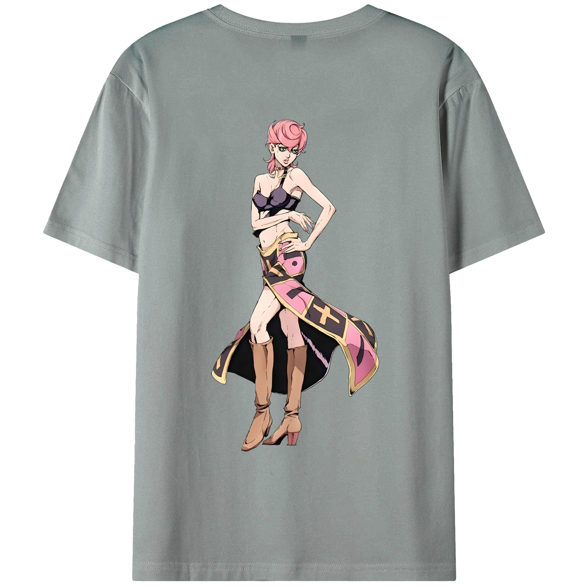 （画像用） ジョジョの奇妙な冒険 トリッシュ?ウナ JoJo's Bizarre Adventure Trish Una 綿100％ メンズ半袖Tシャツ（バックプリント） 通気性